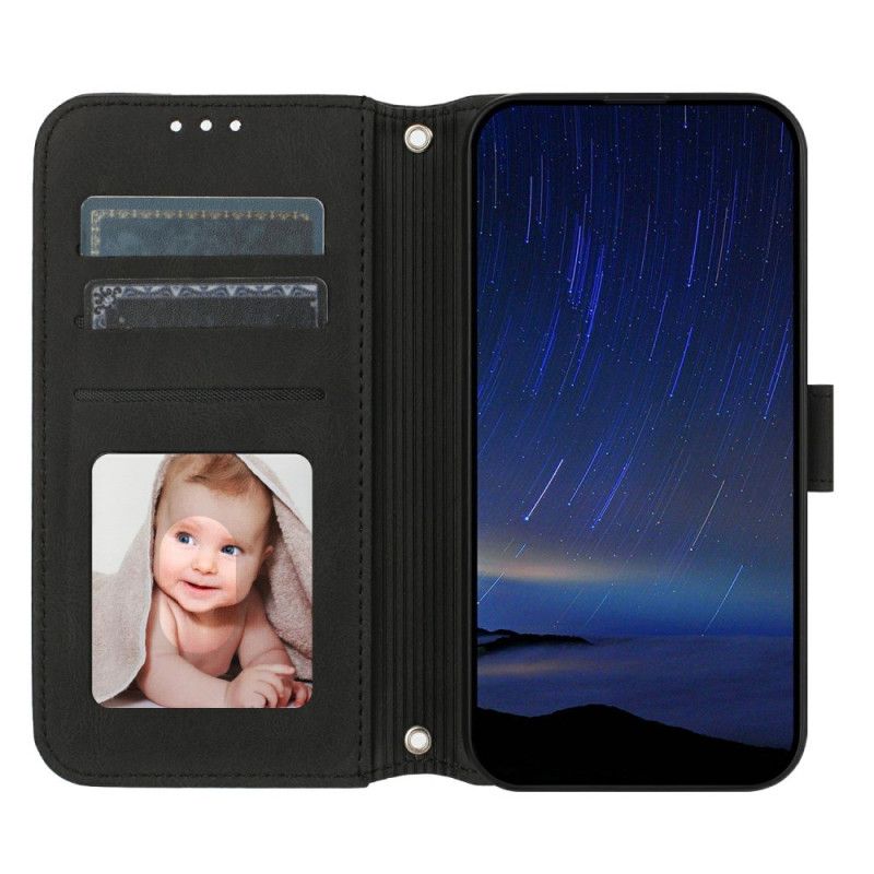 Kožený Kryt Xiaomi Redmi Note 14 5g Vlysový Vzor S Popruhem