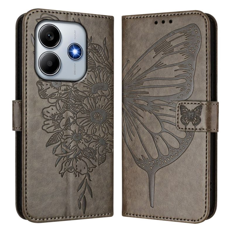 Peněženková Pouzdra Xiaomi Redmi Note 14 5g Kryty Na Mobil Motýlí Vzor S Popruhem