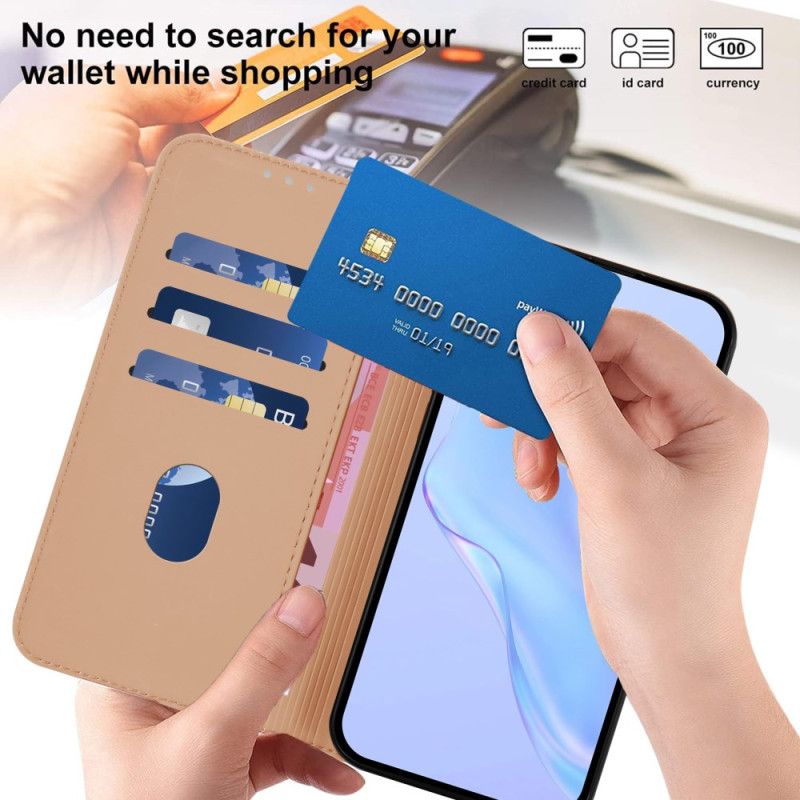 Peněženková Pouzdra Xiaomi Redmi Note 14 5g Řemínek S Koženým Efektem