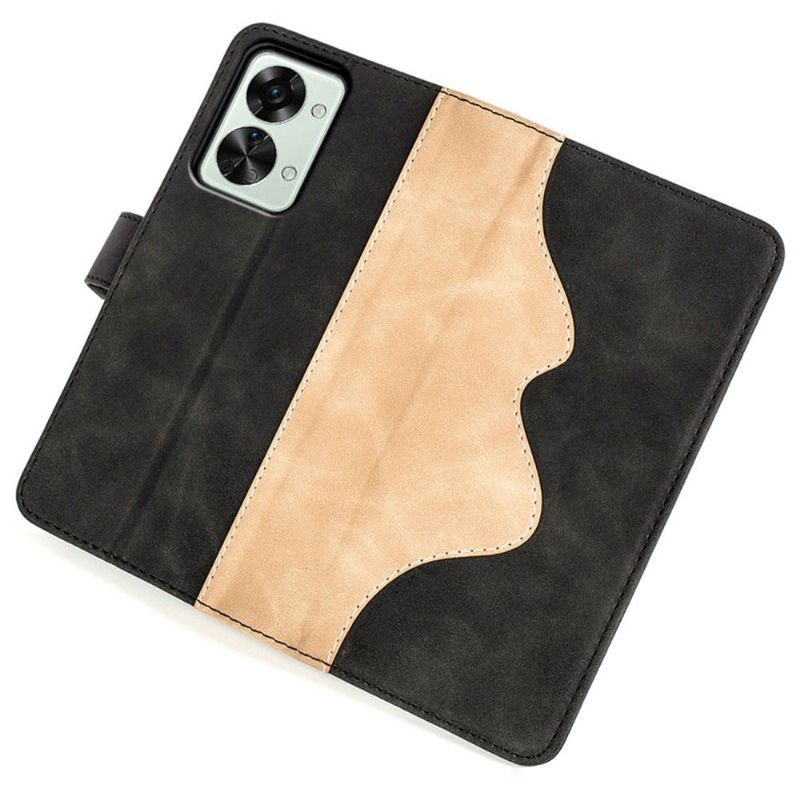 Kožené Pouzdro Na OnePlus Nord 2T 5G Flipové Pouzdro Bicolor Folio Stand