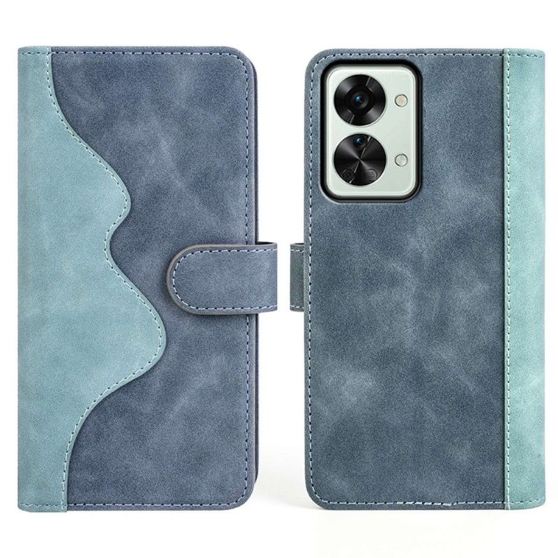Kožené Pouzdro Na OnePlus Nord 2T 5G Flipové Pouzdro Bicolor Folio Stand