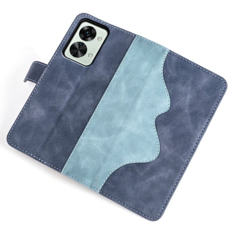 Kožené Pouzdro Na OnePlus Nord 2T 5G Flipové Pouzdro Bicolor Folio Stand