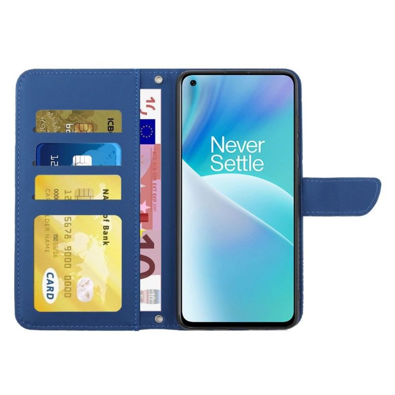 Kožené Pouzdro Na OnePlus Nord 2T 5G Ilustrační Pásek S Motýly A Květinami