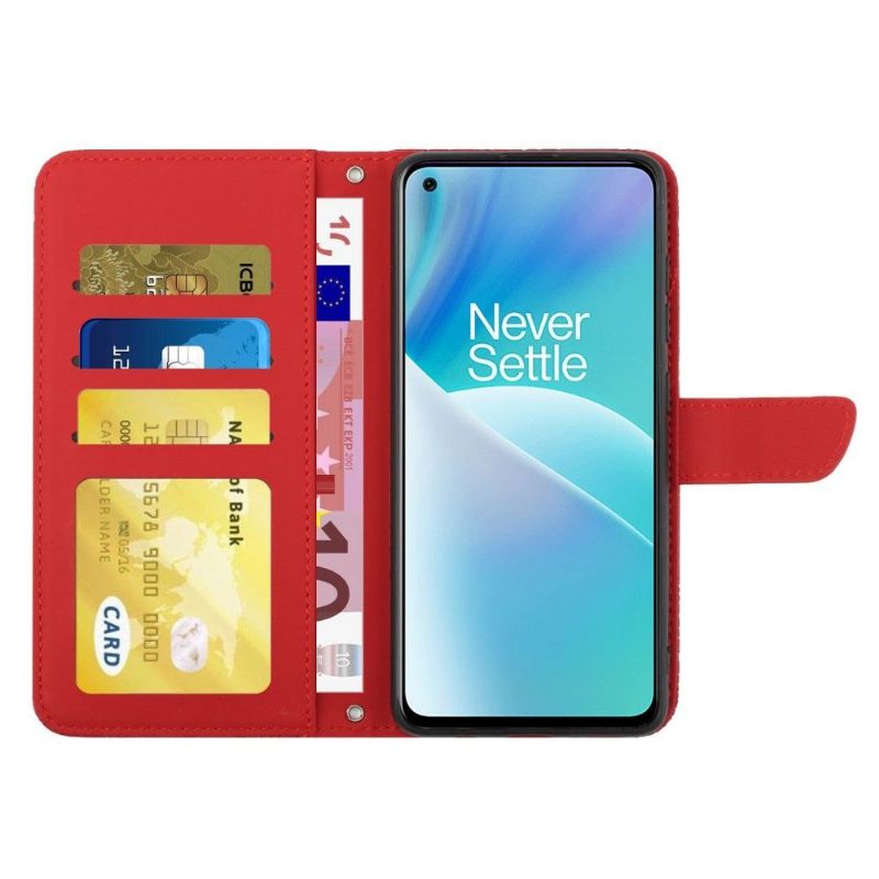 Kožené Pouzdro Na OnePlus Nord 2T 5G Ilustrační Pásek S Motýly A Květinami