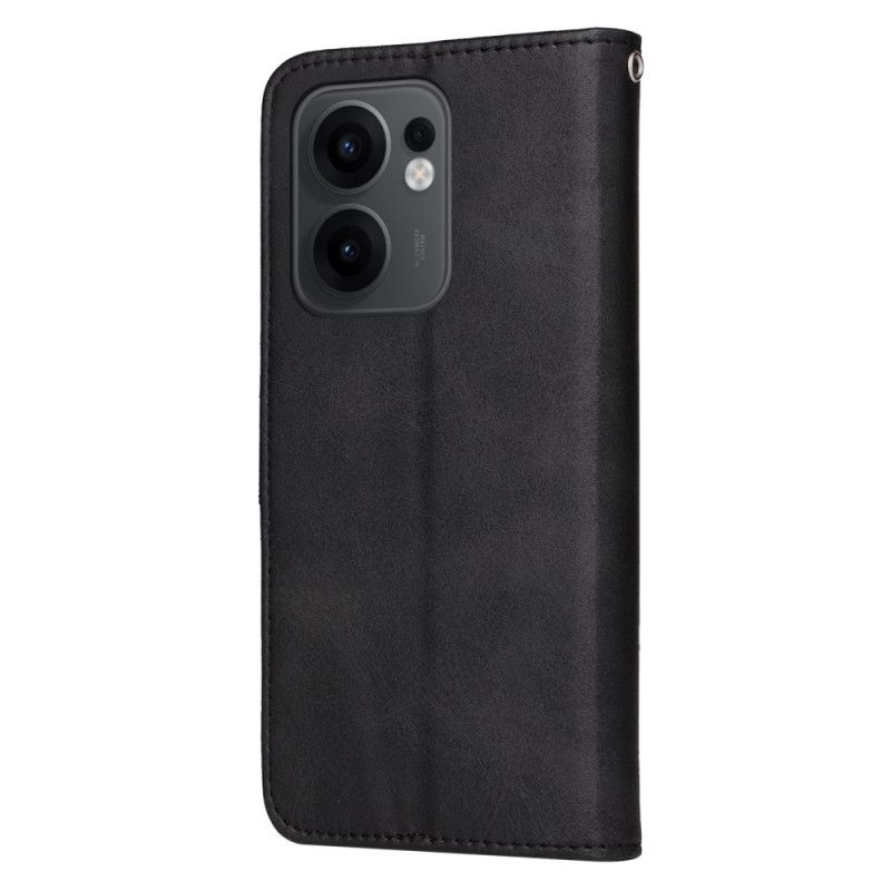 Kožený Kryt Na Oppo Reno 13f 4g / 5g / 13 Fs 5g Jednobarevná Umělá Kůže S Popruhem