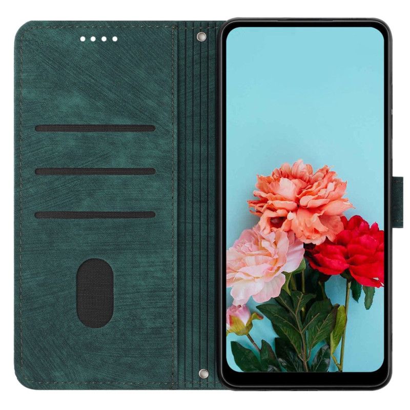 Kožený Kryt Na Oppo Reno 13f 4g / 5g / 13 Fs 5g Popruh S Geometrickými Liniemi