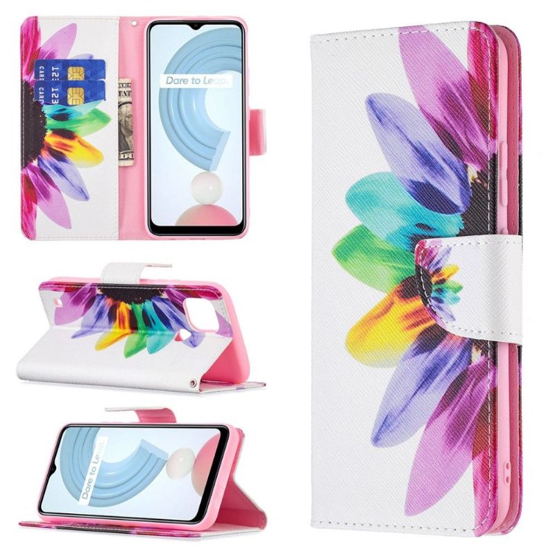 Flipové Pouzdro Na Realme C21 Barevné Okvětní Lístky