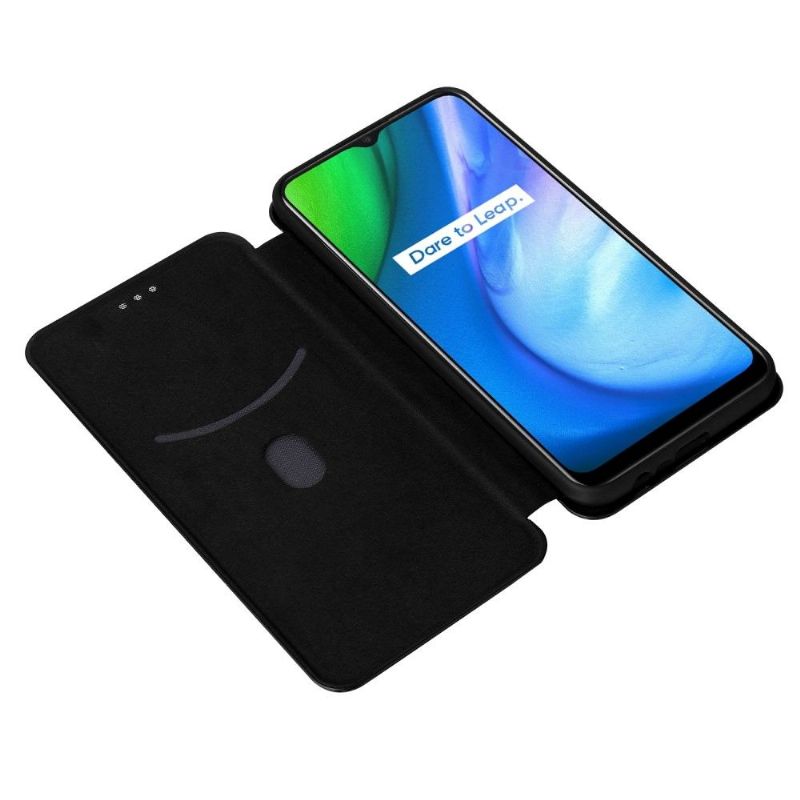 Flipové Pouzdro Na Realme C21 Koženka Z Uhlíkových Vláken