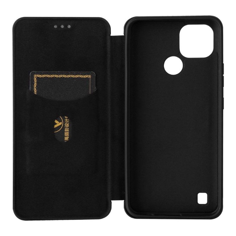 Flipové Pouzdro Na Realme C21 Koženka Z Uhlíkových Vláken