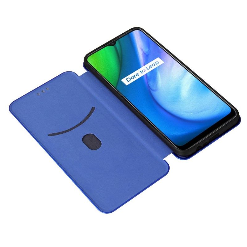 Flipové Pouzdro Na Realme C21 Koženka Z Uhlíkových Vláken