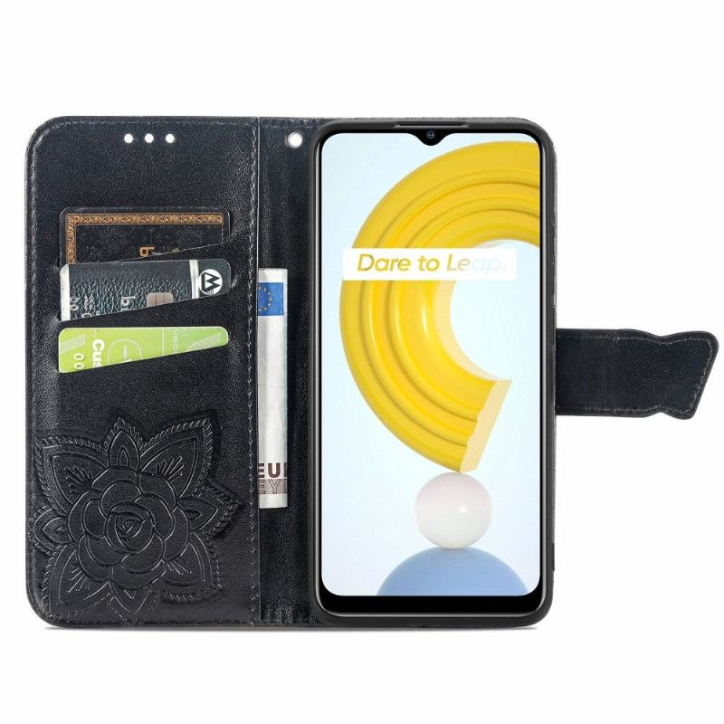 Flipové Pouzdro Na Realme C21 Reliéfní Motýl