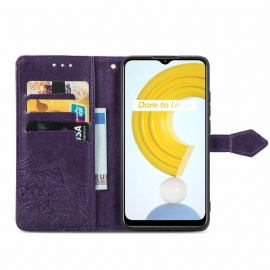 Kožené Pouzdro Na Realme C21 Mandala Reliéf Z Umělé Kůže