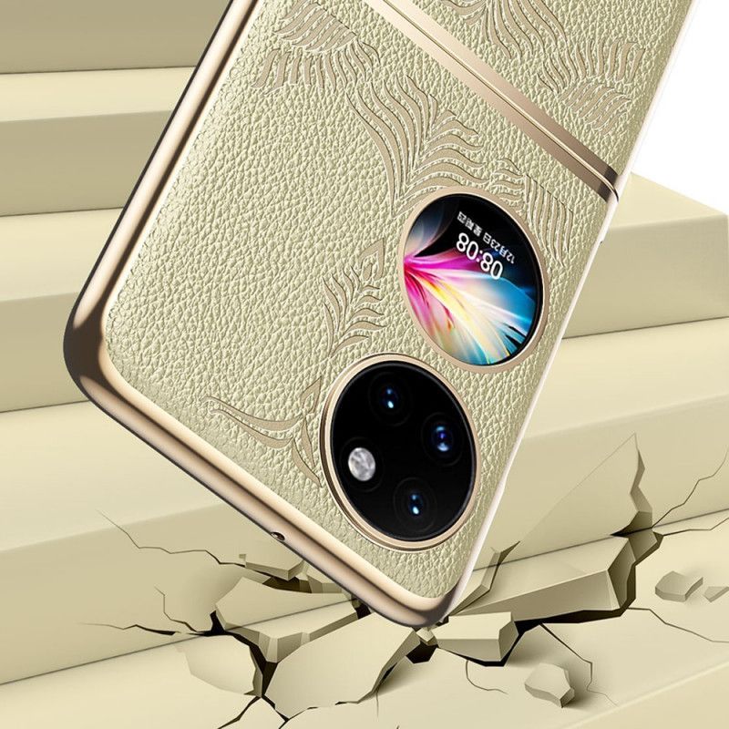 Kryt Na Huawei P50 Pocket Retro Květinová Umělá Kůže