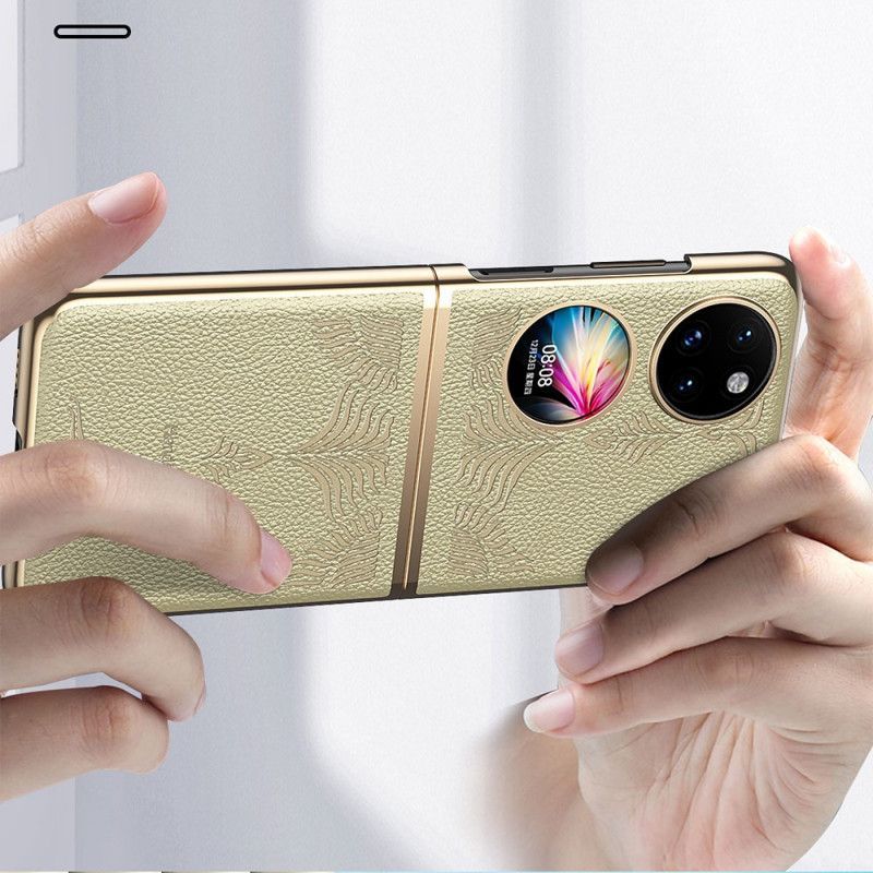 Kryt Na Huawei P50 Pocket Retro Květinová Umělá Kůže