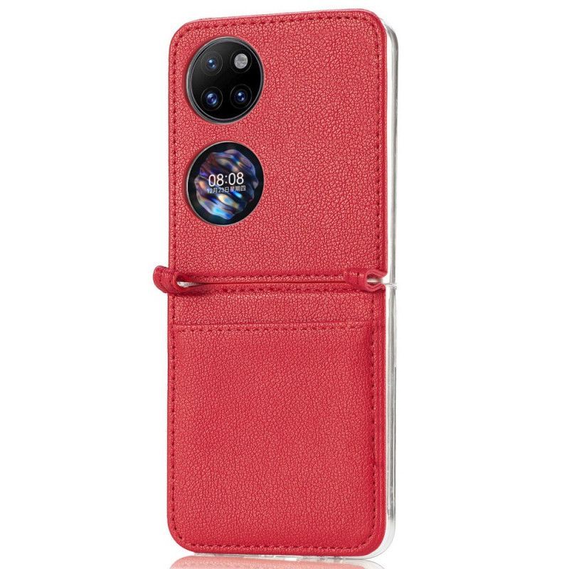 Kryt Na Huawei P50 Pocket Textura Kůže Držitel Karty