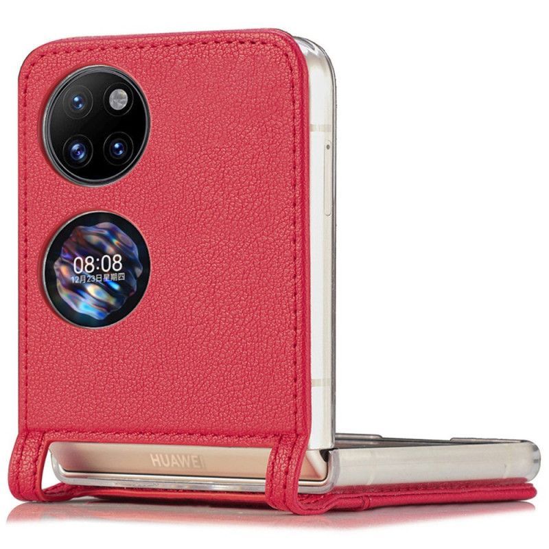 Kryt Na Huawei P50 Pocket Textura Kůže Držitel Karty