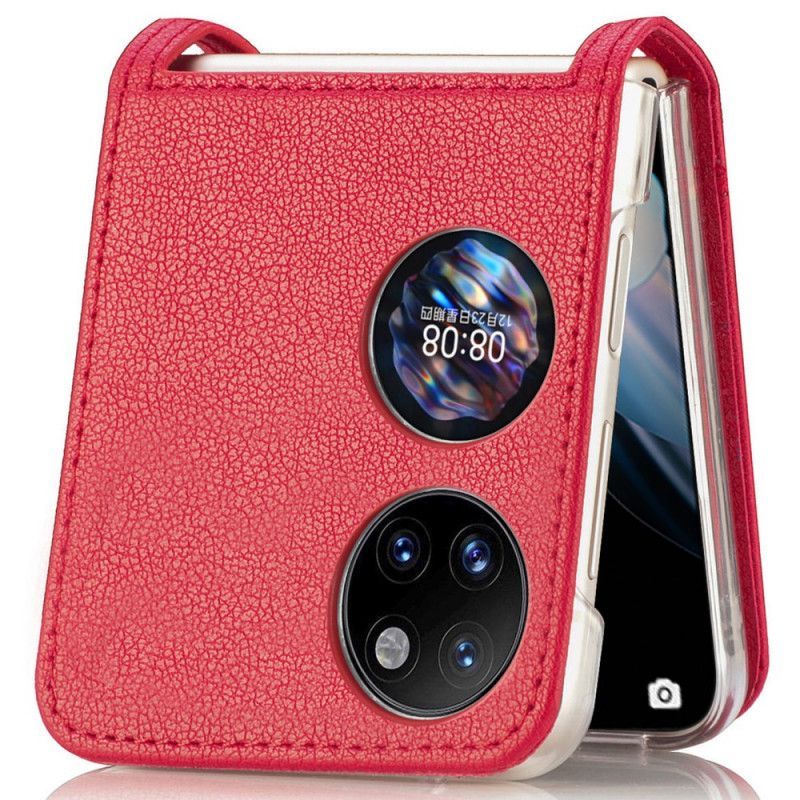 Kryt Na Huawei P50 Pocket Textura Kůže Držitel Karty