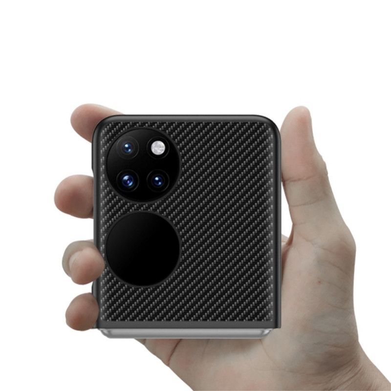 Kryty Na Mobil Na Huawei P50 Pocket Pravá Kůže A Karbonové Vlákno