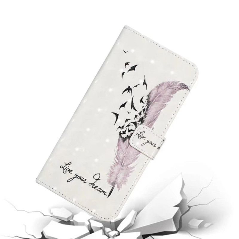 Kožený Kryt Na Poco C85 Růžové Pírko