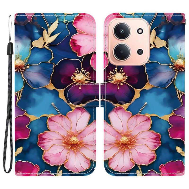 Kožený Kryt Poco C85 Barevné Květiny