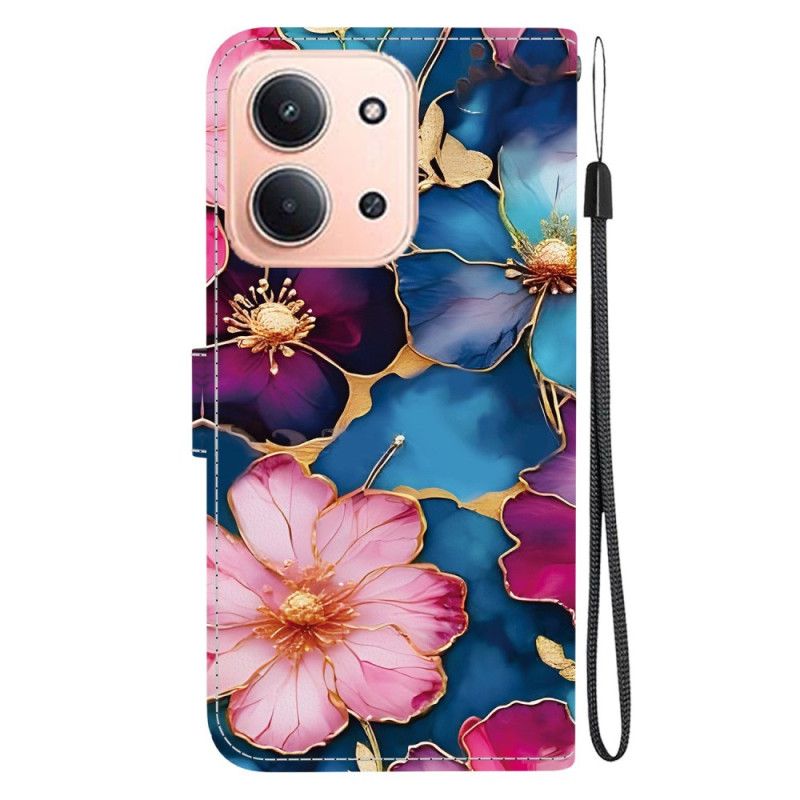 Kožený Kryt Poco C85 Barevné Květiny