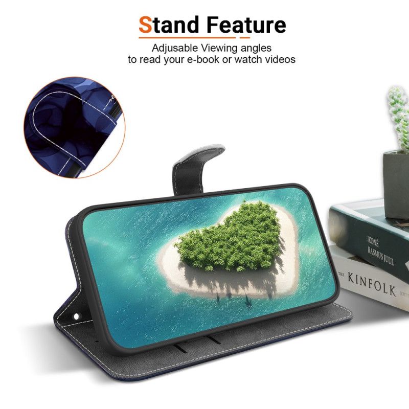 Kožený Kryt Poco C85 Modré Květiny