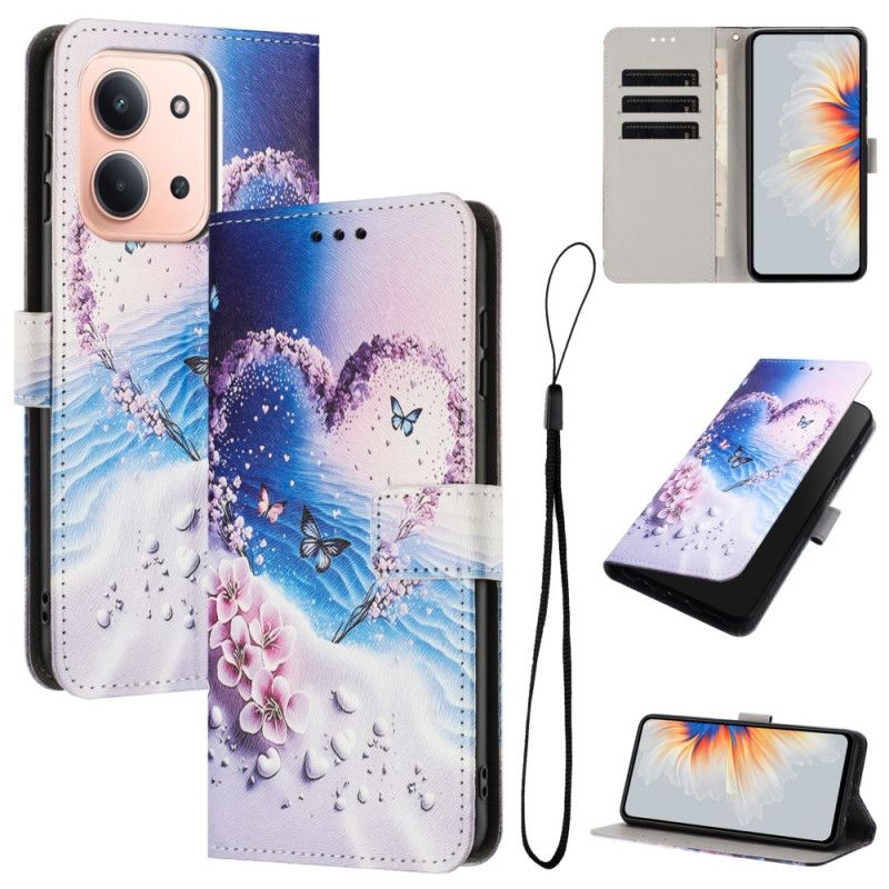 Kožený Kryt Poco C85 Srdce A Motýli