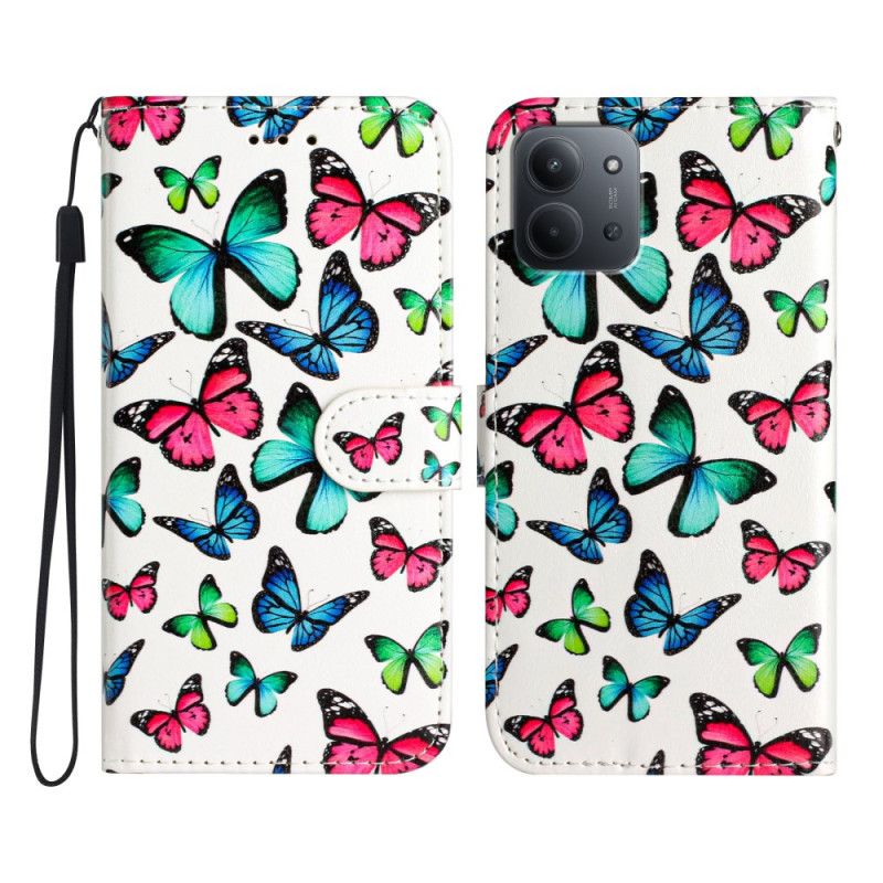 Peněženková Pouzdra Poco C85 Kryty Na Mobil Barevní Motýli