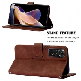 Flipové Pouzdro Na Xiaomi Redmi Note 11 / Note 11S Geometrický Design S Popruhem