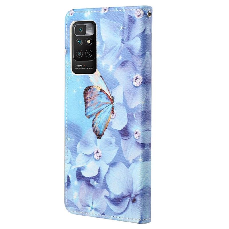 Flipové Pouzdro Na Xiaomi Redmi Note 11 / Note 11S Motýl A Modré Květy
