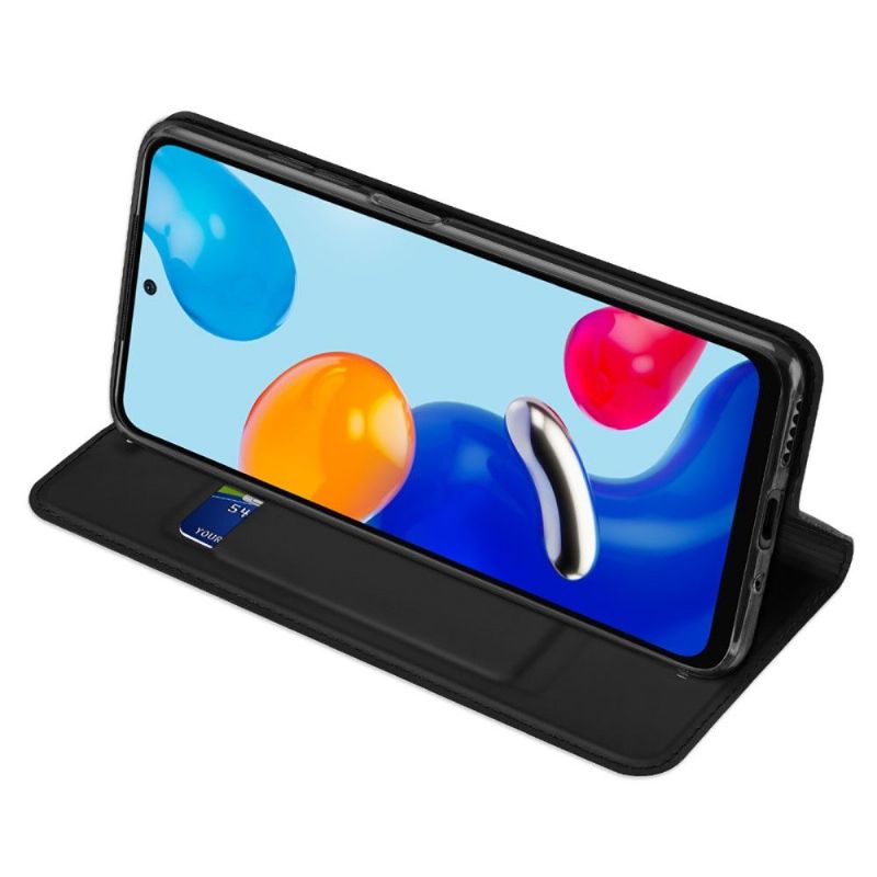 Kožené Pouzdro Folio Na Xiaomi Redmi Note 11 / Note 11S Obchodní Saténový Efekt