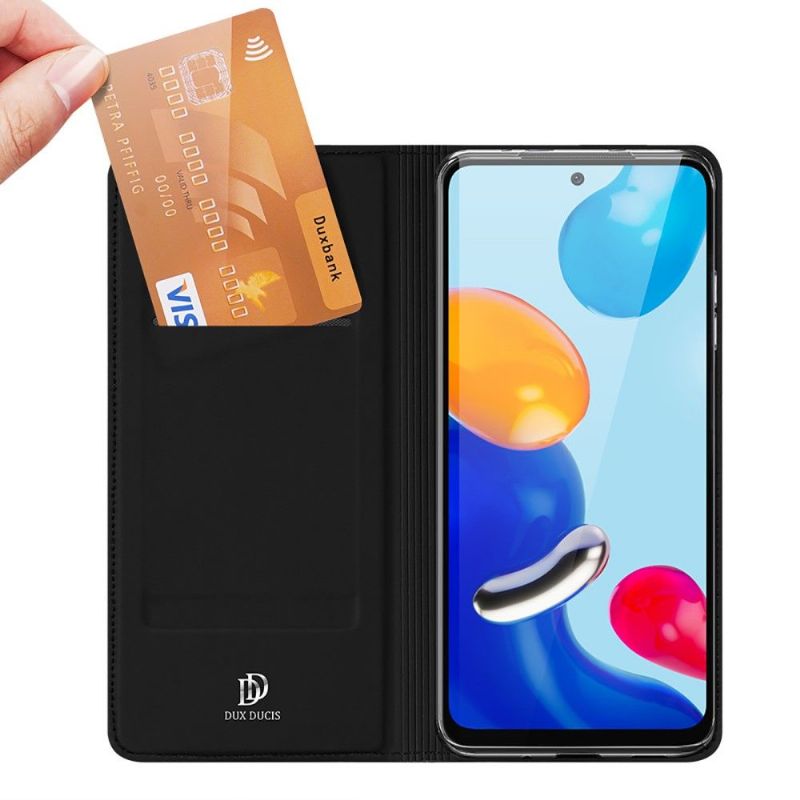 Kožené Pouzdro Folio Na Xiaomi Redmi Note 11 / Note 11S Obchodní Saténový Efekt