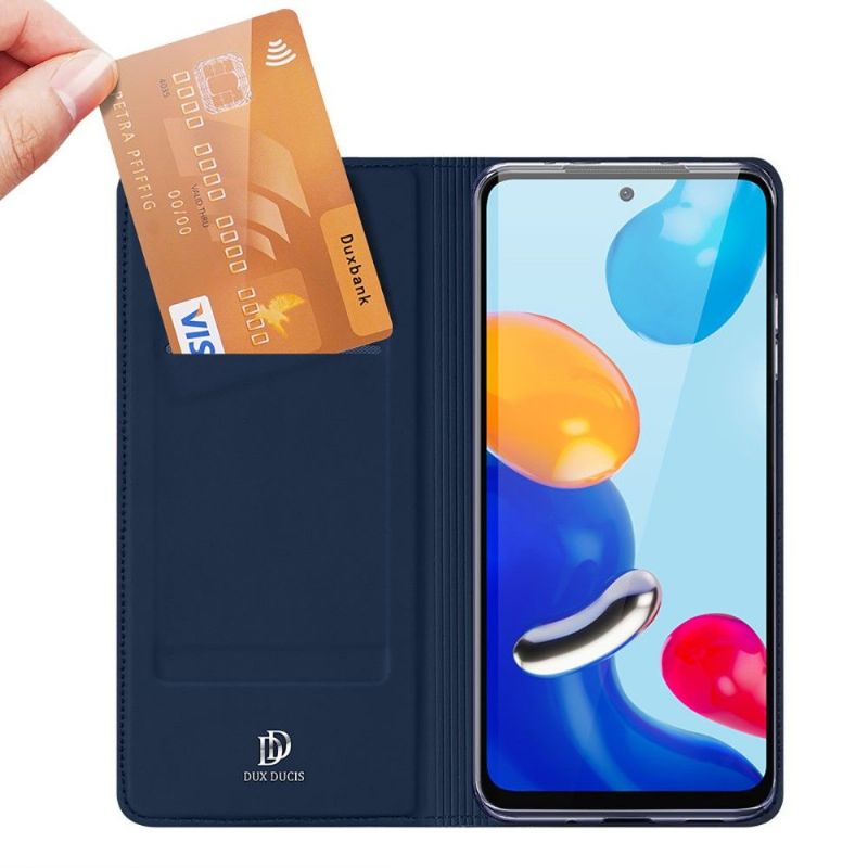 Kožené Pouzdro Folio Na Xiaomi Redmi Note 11 / Note 11S Obchodní Saténový Efekt