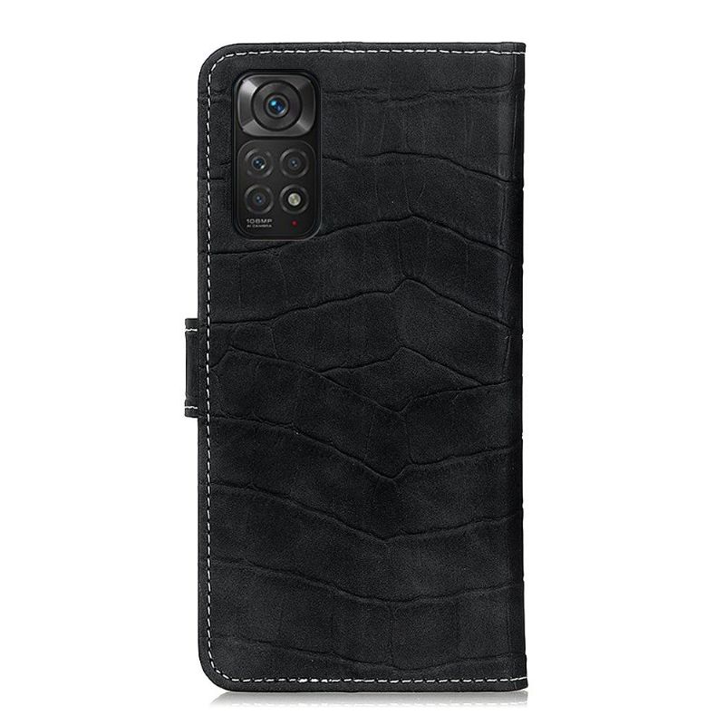 Kožené Pouzdro Na Xiaomi Redmi Note 11 / Note 11S Sešívání Vzhledu Croc