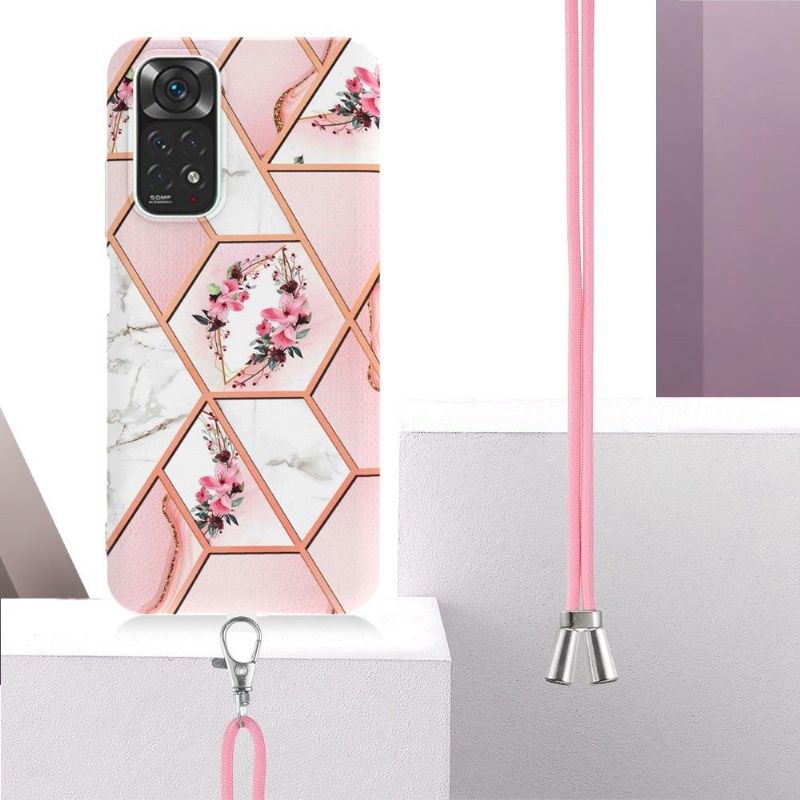 Kryt Na Xiaomi Redmi Note 11 / Note 11S Na Lana Mramorová A Květinová Koruna