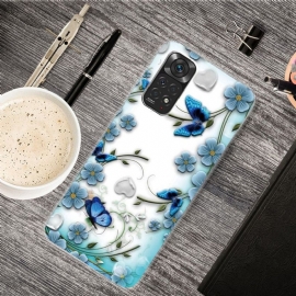 Kryt Na Xiaomi Redmi Note 11 / Note 11S Modrí Motýli A Květiny