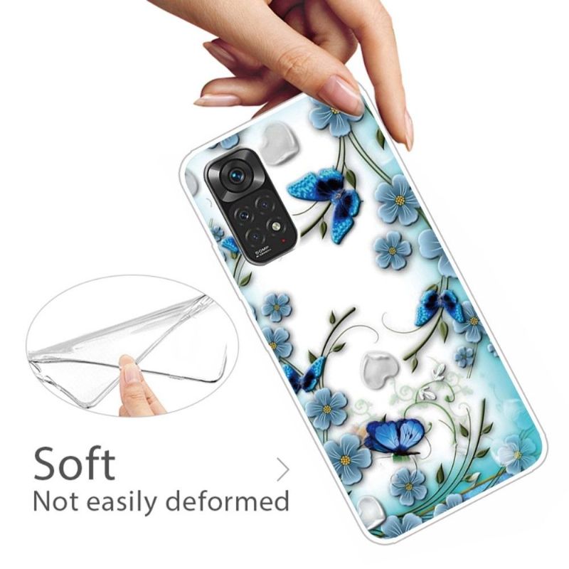 Kryt Na Xiaomi Redmi Note 11 / Note 11S Modrí Motýli A Květiny