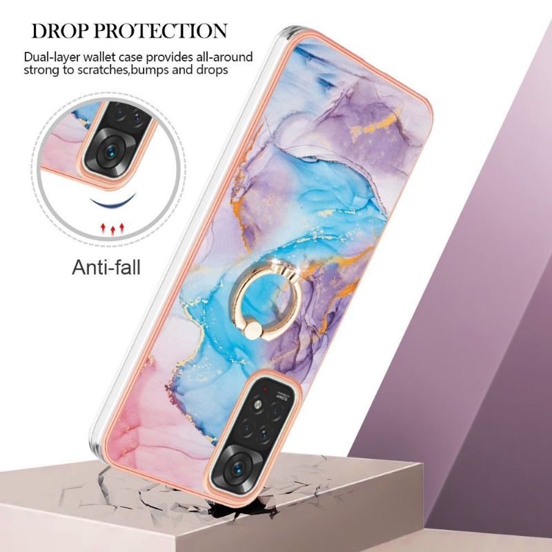 Kryt Na Xiaomi Redmi Note 11 / Note 11S Modrý Mramor S Kroužkem