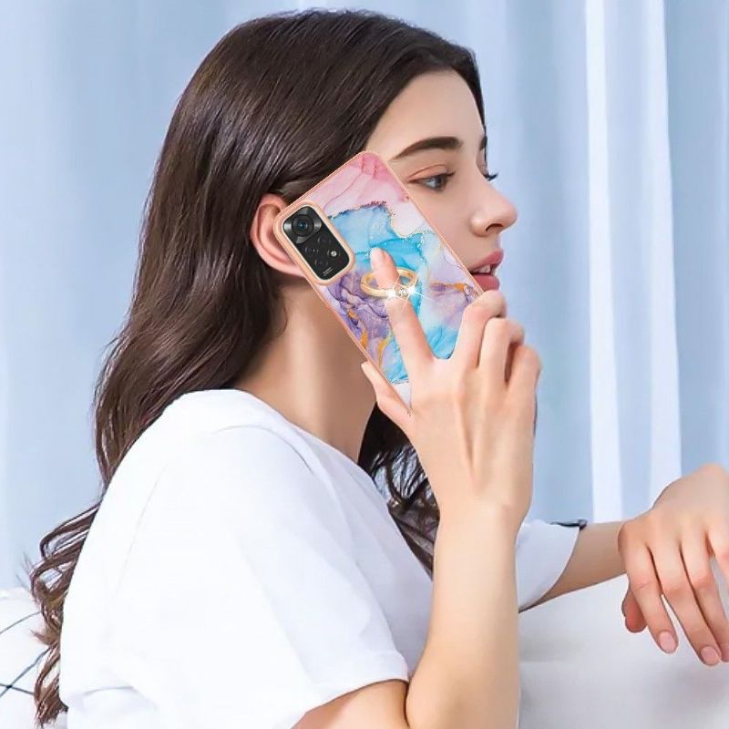 Kryt Na Xiaomi Redmi Note 11 / Note 11S Modrý Mramor S Kroužkem