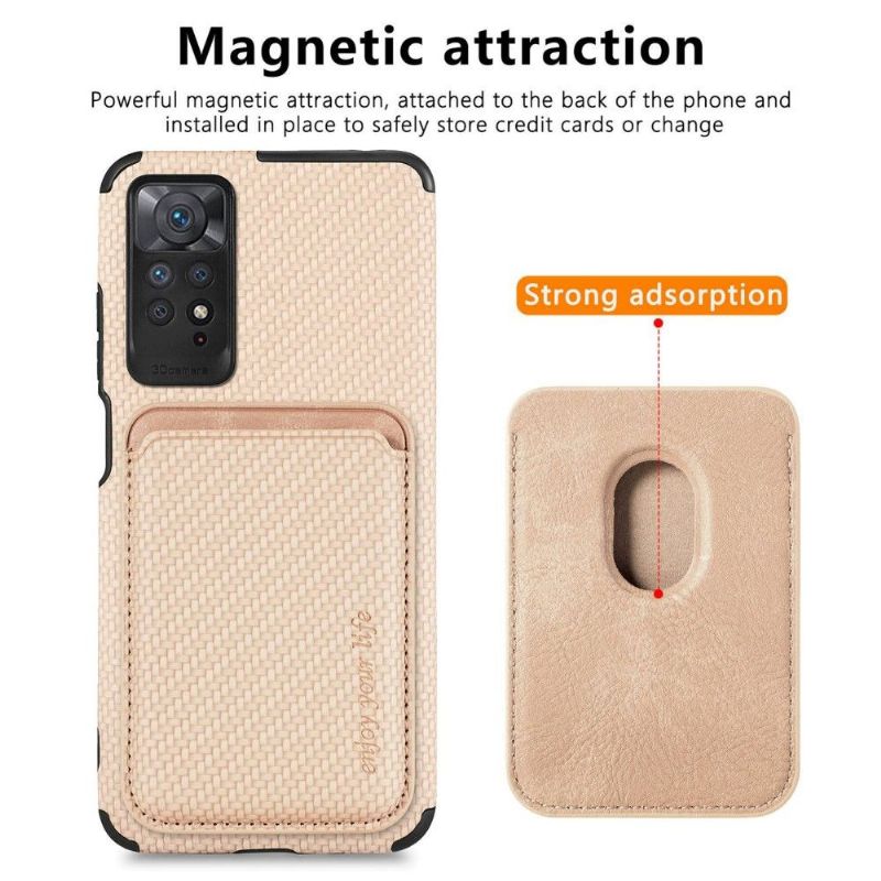 Kryt Na Xiaomi Redmi Note 11 / Note 11S Odnímatelný Držák Karet Z Uhlíkových Vláken