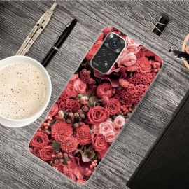 Kryt Na Xiaomi Redmi Note 11 / Note 11S Červený Květ