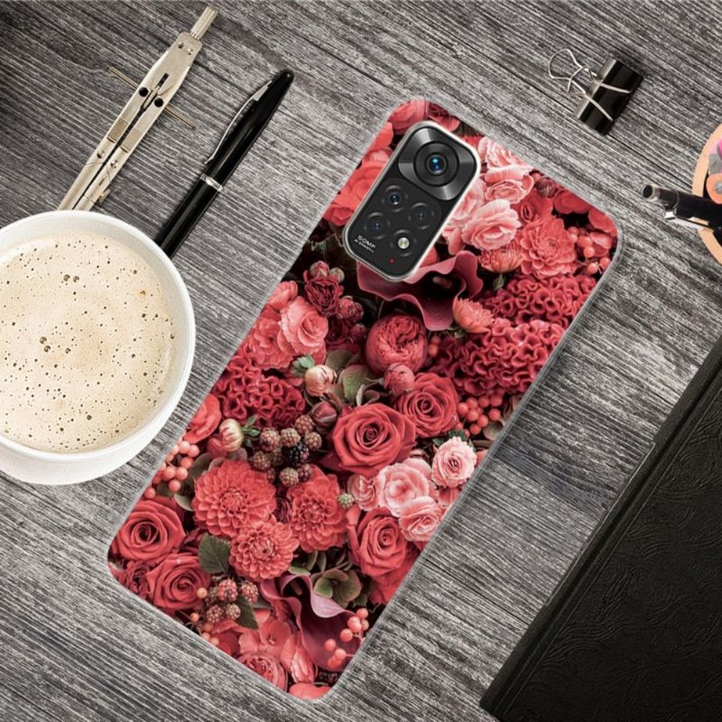 Kryt Na Xiaomi Redmi Note 11 / Note 11S Červený Květ