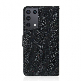 Flipové Pouzdro Na Samsung Galaxy S21 Ultra 5G Držák Na Třpytivé Karty