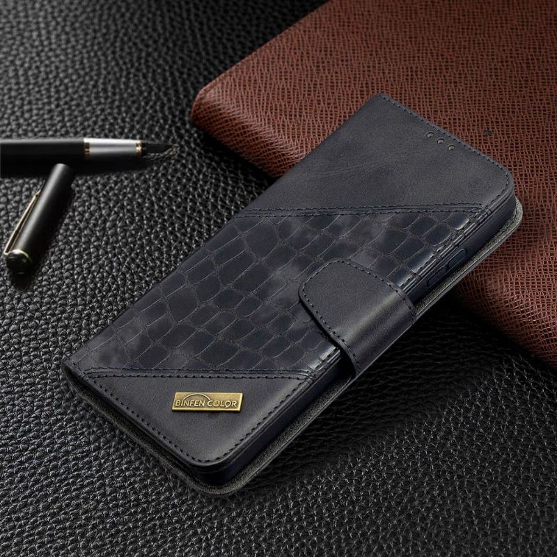 Flipové Pouzdro Na Samsung Galaxy S21 Ultra 5G Kožený Efekt Croc Aspect