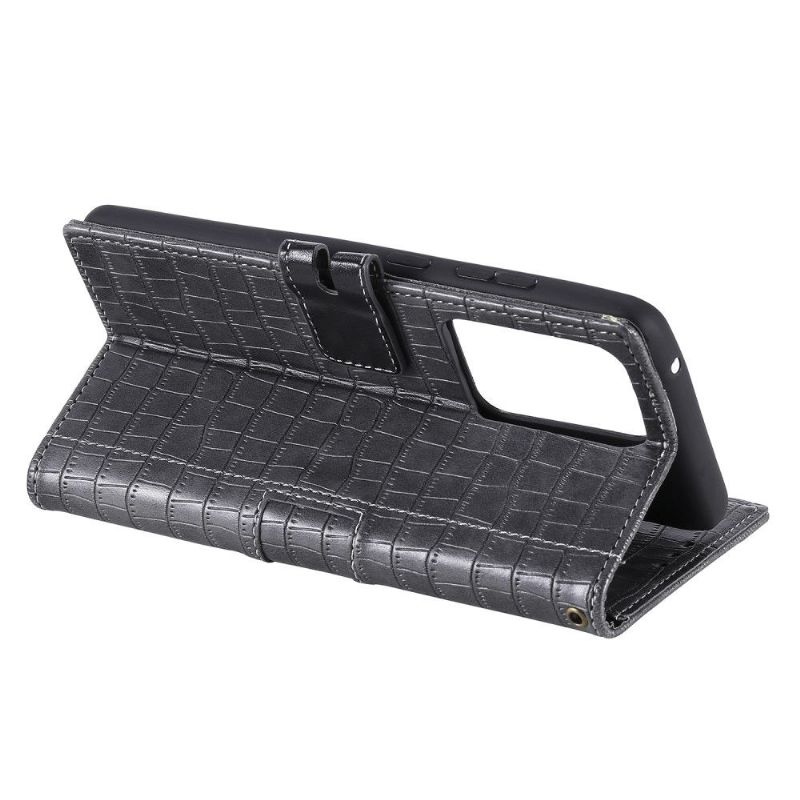 Flipové Pouzdro Na Samsung Galaxy S21 Ultra 5G Styl Kůže S Efektem Croc