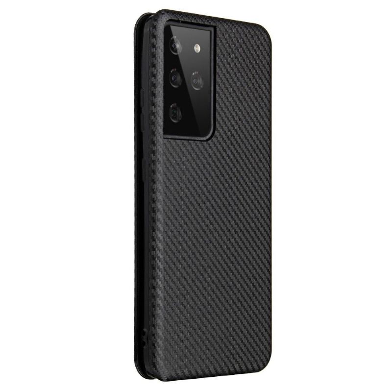Kožené Pouzdro Na Samsung Galaxy S21 Ultra 5G Umělá Kůže Ve Stylu Uhlíkových Vláken