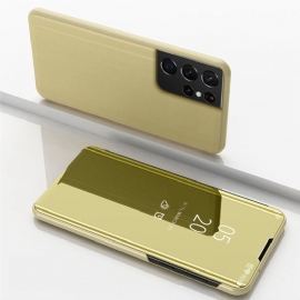 Kryt Na Samsung Galaxy S21 Ultra 5G Flipové Pouzdro Zrcadlový Efekt