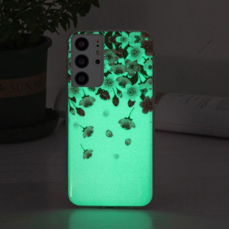 Kryt Na Samsung Galaxy S21 Ultra 5G Fluorescenční Květiny