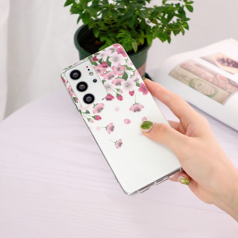 Kryt Na Samsung Galaxy S21 Ultra 5G Fluorescenční Květiny