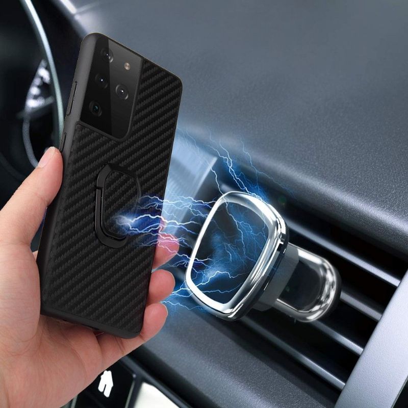 Kryt Na Samsung Galaxy S21 Ultra 5G Kroužek Z Uhlíkových Vláken